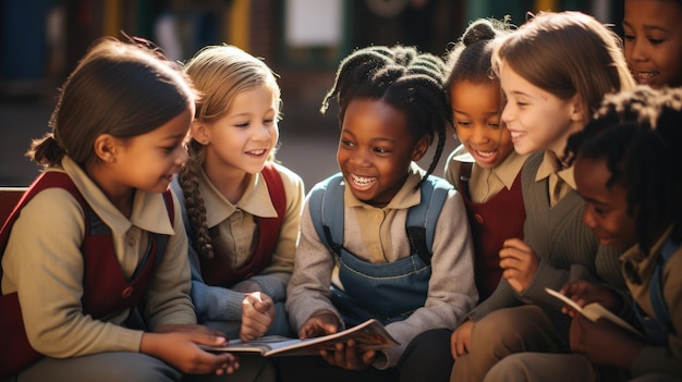 A captivating photograph of a group of children sitting in a circle