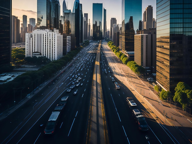 A captivating photograph showcasing an expansive asphalt road