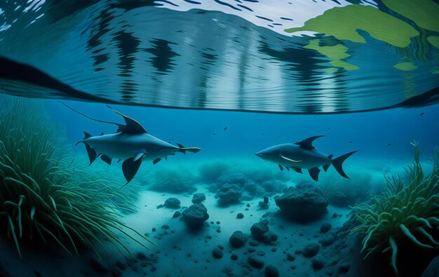 Foto una fotografia affascinante che mostra l'affascinante mondo sottomarino di un fiume