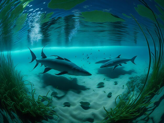 Photo a captivating photograph showcasing the mesmerizing underwater world of a river