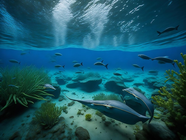 川の魅惑的な水中世界を紹介する魅惑的な写真