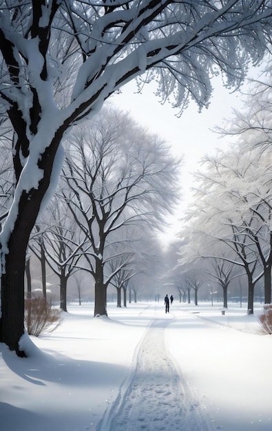 都市 の 公園 で の 静かな 冬 の 景色 を 描く 魅力 的 な 写真