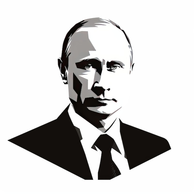 Photo captivating pictogram putin a handsome portrait on a white background