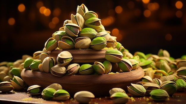 Foto accattivante pila di pistacchi sgusciati pistachio bounty ad alta risoluzione