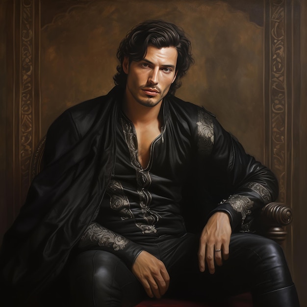 Photo the captivating portrait a photorealistic depiction of an exquisite spanish nobleman in stylish med