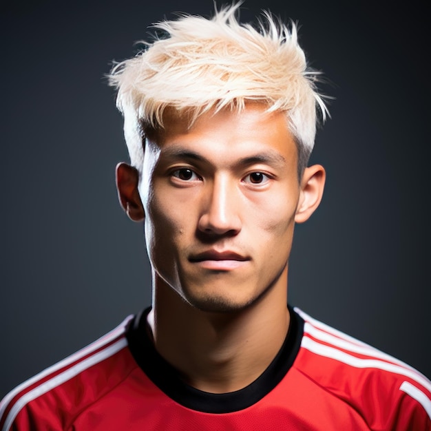 The Captivating Portrait A Vibrant 85mm DSLR Capture of a Japanese Soccer Sensation Featuring Plat