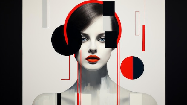 Photo captivating postinternet art portrait with suprematism style