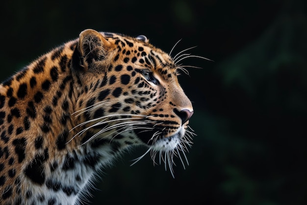Captivating Profile Of A Far Eastern Leopard Against A Dark Backdrop