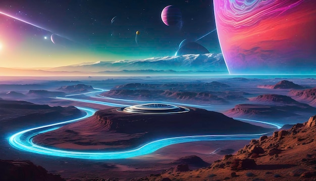 Photo captivating scifi alien scenes