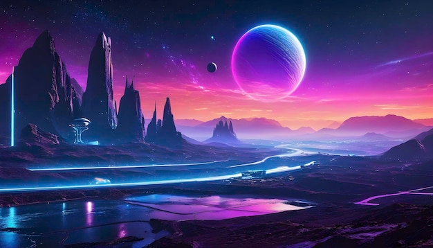 Photo captivating scifi alien scenes