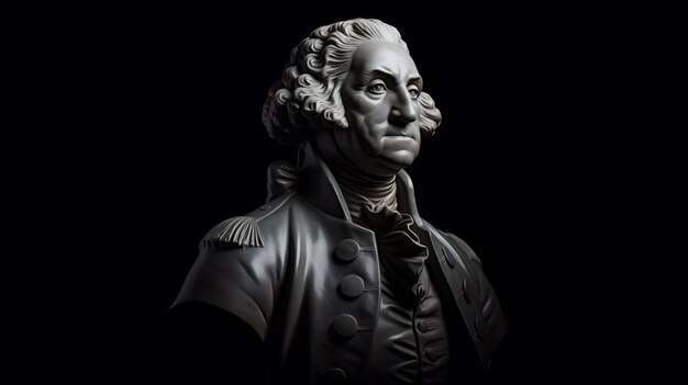 Captivating Sculptural Representation Of George Washington On A Dark Background