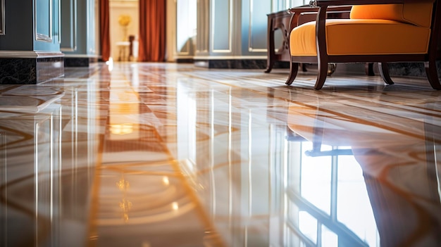 A captivating shot of impeccably clean and shiny floors showcasing the result of professional clean