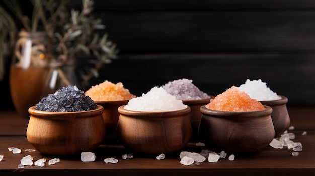 A captivating shot of natural salt scrubs used in exfoliation treatments