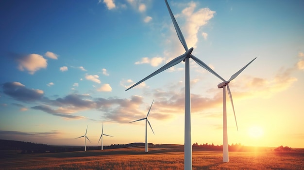 A captivating shot of renewable energy sources like wind turbines or solar panels