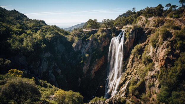 Photo the captivating sierra de la macarena waterfalls generative ai