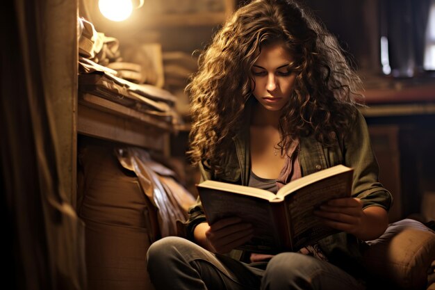 Captivating Sight A Woman Immersed in a Book in Akron United States