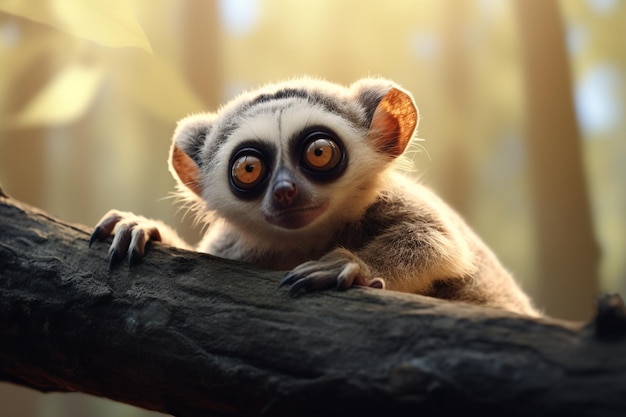 A captivating slow loris gazing with big round eye 00042 03