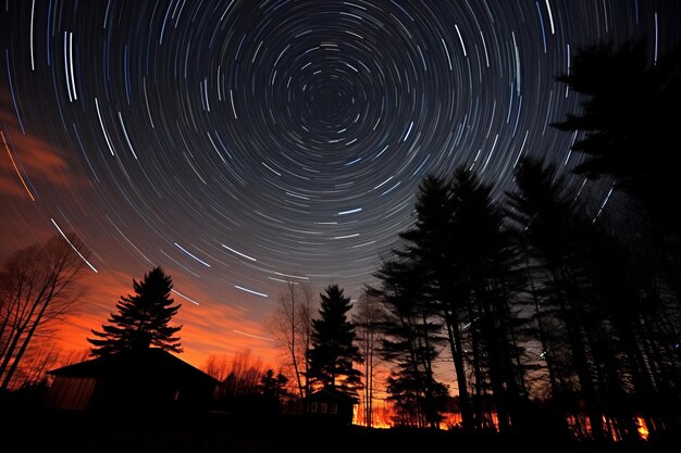 Premium AI Image  Captivating Star Trails Unveiled An Astounding 