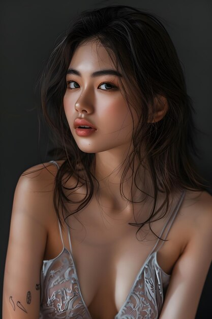 Photo captivating studio portrait of asian model