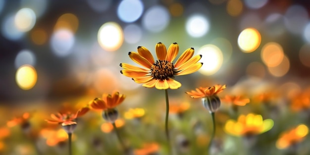 아름다운 흐린 배경 Generative AI에서 매혹적인 Succory 꽃