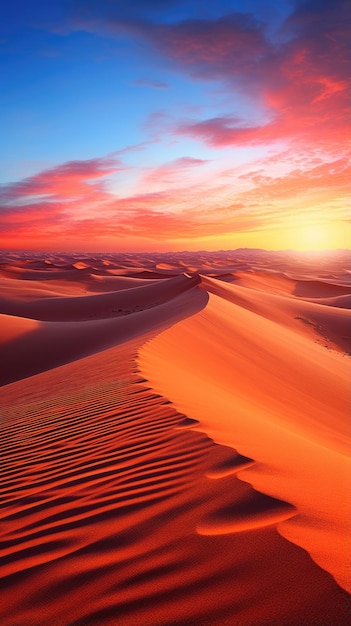 Captivating sunset on desert dunes wallpaper for the phone