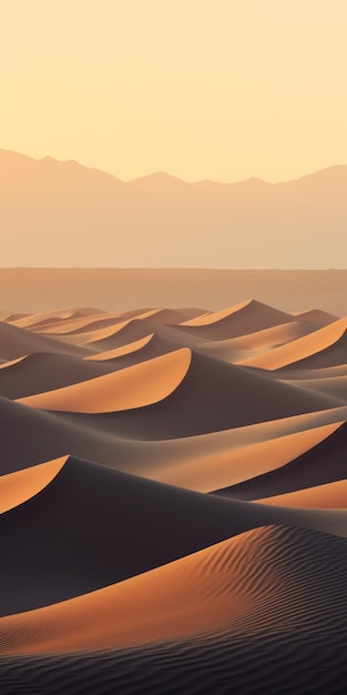 Photo captivating sunset desert minimalist illustration with mindbending patterns