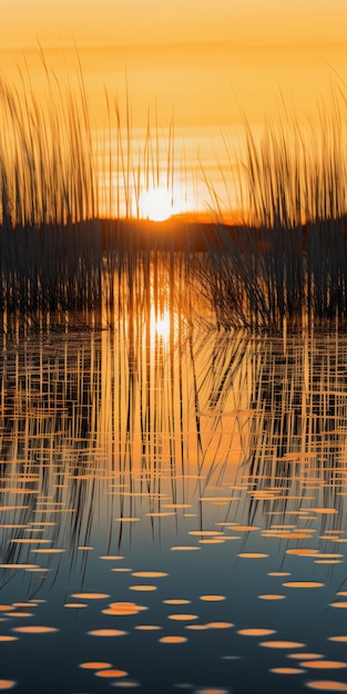 Photo captivating sunset over water a naturebased photography masterpiece