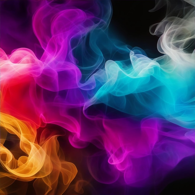 Захватывающие кружащиеся цвета в абстрактных узорах дыма, созданные искусственным интеллектом.