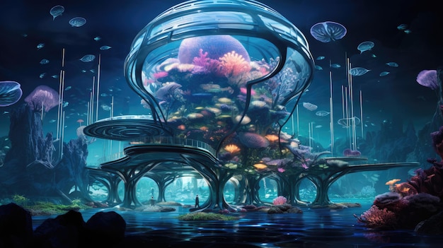 Captivating underwater habitat with transparent domes