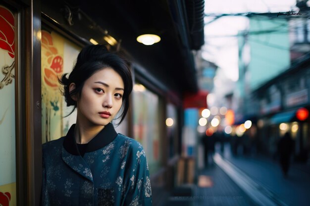 Фото Увлекательный городской портрет молодой японской женщины