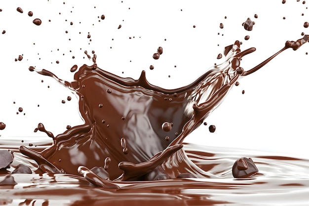 Foto una vista affascinante del cioccolato liquido che schizza dinamicamente