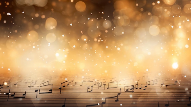 захватывающее визуальное сочетание музыкальных нот и рождественских шаров, празднующих гармонию музыки и праздничный сезон