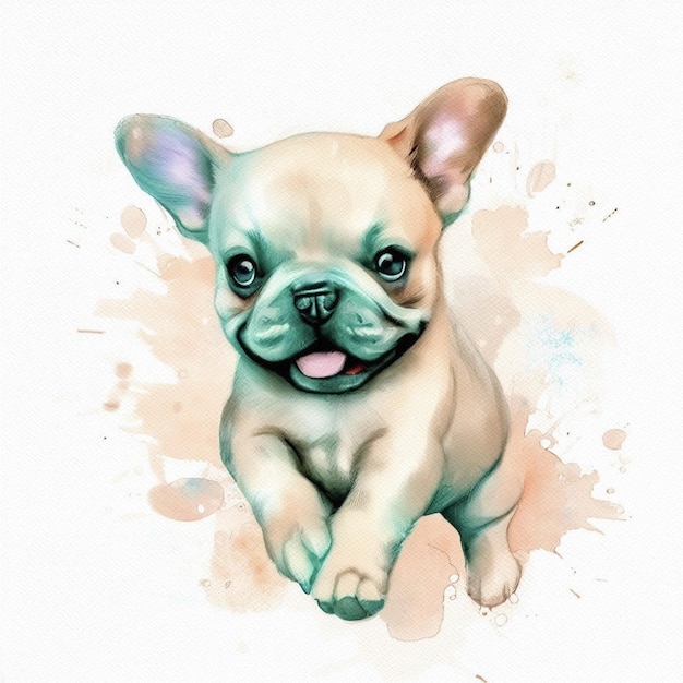 Captivating Watercolors French Bulldog Puppy Portrait