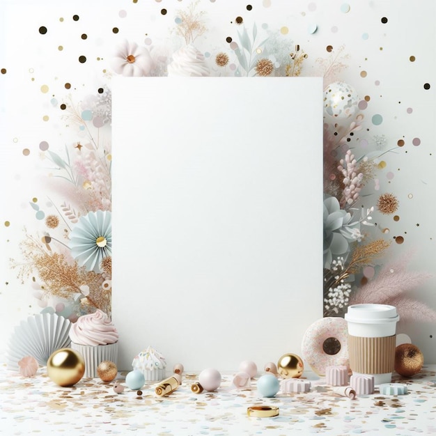captivating white poster on a confetti mockup background perfect for dynamic advertising visuals