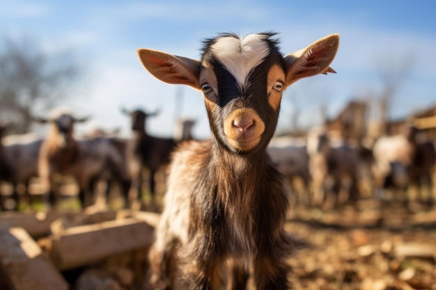 Photo the captivating young goat portrait in valbona teruel aragon spain's animal farm