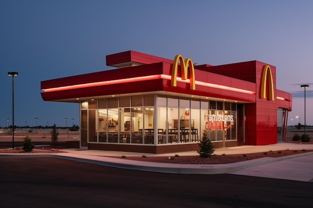 Photo captivatingly contemporary unveiling the alluring facade of a modern mcdonald's in laramie wyoming