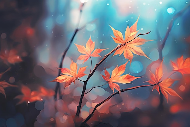 Capture the beauty of nature in an abstract way featuring colorful autumn leaves