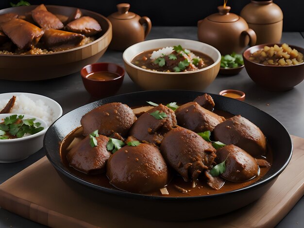 Photo capture the essence of adobo philippines in a mouthwatering food photography shot