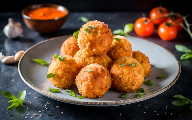 Capture the essence of Arancini in a mouthwatering food photography shot