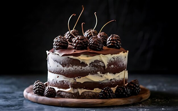 Capture the essence of Black Forest Cake in a mouthwatering food photography shot