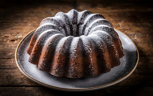 Foto cattura l'essenza della bundt cake in uno scatto fotografico appetitoso sul cibo