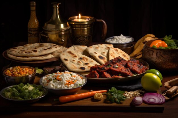 맛있는 음식 그래피 촬영으로 차파티의 본질을 포착하십시오.