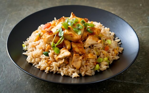 Capture the essence of Chicken Fried Rice in a mouthwatering food photography shot