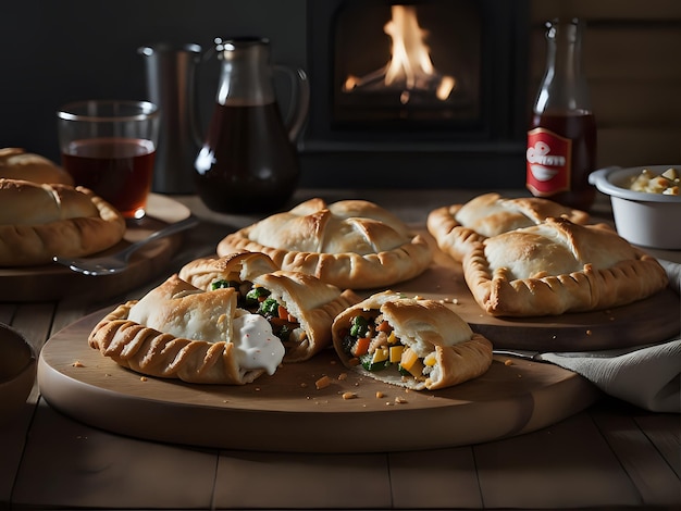 Capture the essence of Cornish Pasty in a mouthwatering food photography shot