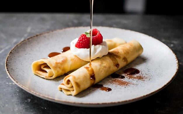 Photo capture the essence of crepes in a mouthwatering food photography shot