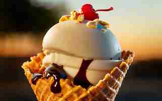 Photo capture the essence of frozen custard in a mouthwatering food photography shot