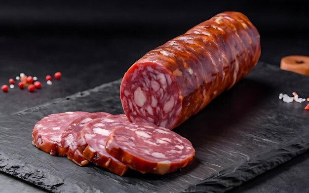 Capture the essence of genoa salami in a mouthwatering food photography shot