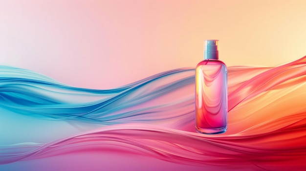 Photo capture the essence of haircare products in a vibrant digital composition
