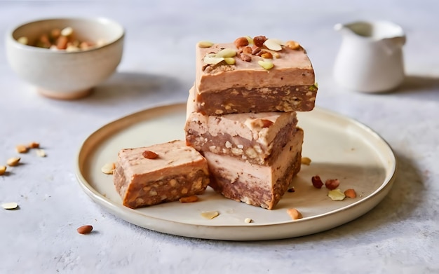 Photo capture the essence of halva in a mouthwatering food photography shot