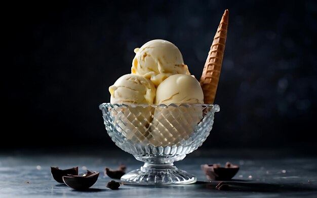 Capture the essence of Ice Cream in a mouthwatering food photography shot